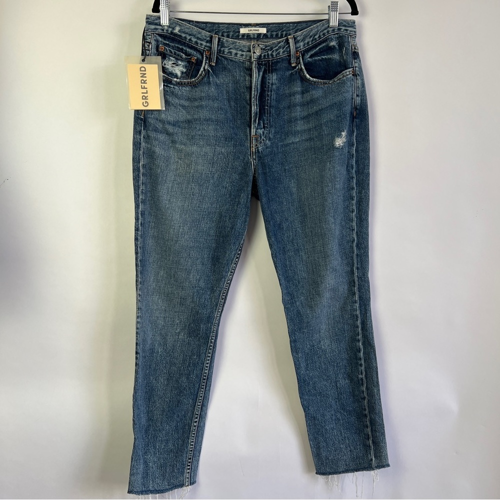 GRLFRND Karolina Jeans with Frayed Raw Cut Hem